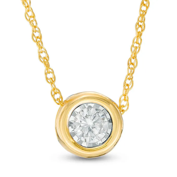 Necklaces Goldia 02 CT Natural Clarity Enhanced Solitaire Pendant in 10K Yellow Gold Necklaces Goldia 02 CT Natural Clarity Enhanced Solitaire Pendant in 10K Yellow Gold
