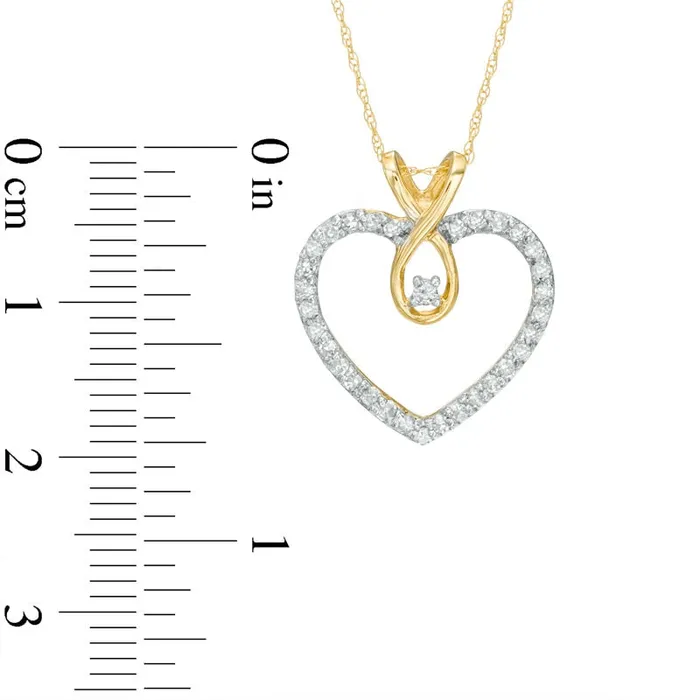 Necklaces Goldia 025 CT TW Natural Diamond Outline Heart Pendant in 10K Yellow Gold Necklaces Goldia 025 CT TW Natural Diamond Outline Heart Pendant in 10K Yellow Gold