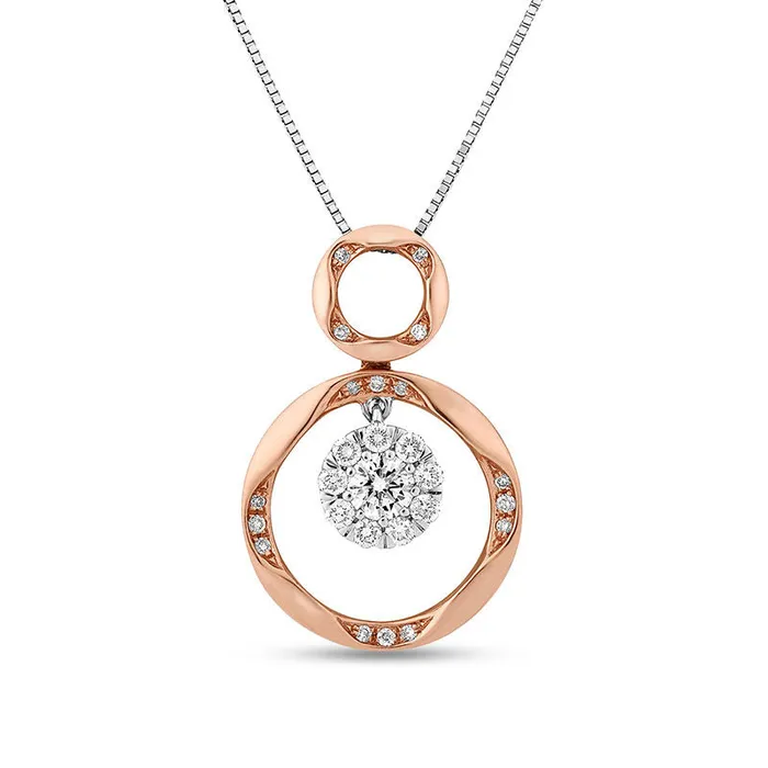 Necklaces Goldia 033 CT TW Natural Diamond Frame Double Wavy Circle Pendant in 10K TwoTone Gold Necklaces Goldia 033 CT TW Natural Diamond Frame Double Wavy Circle Pendant in 10K TwoTone Gold