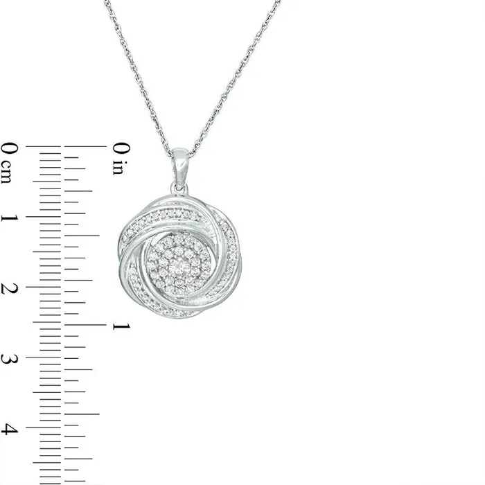 Necklaces Goldia 05 CT TW Natural Diamond Frame Love Knot Pendant in 10K White Gold Necklaces Goldia 05 CT TW Natural Diamond Frame Love Knot Pendant in 10K White Gold