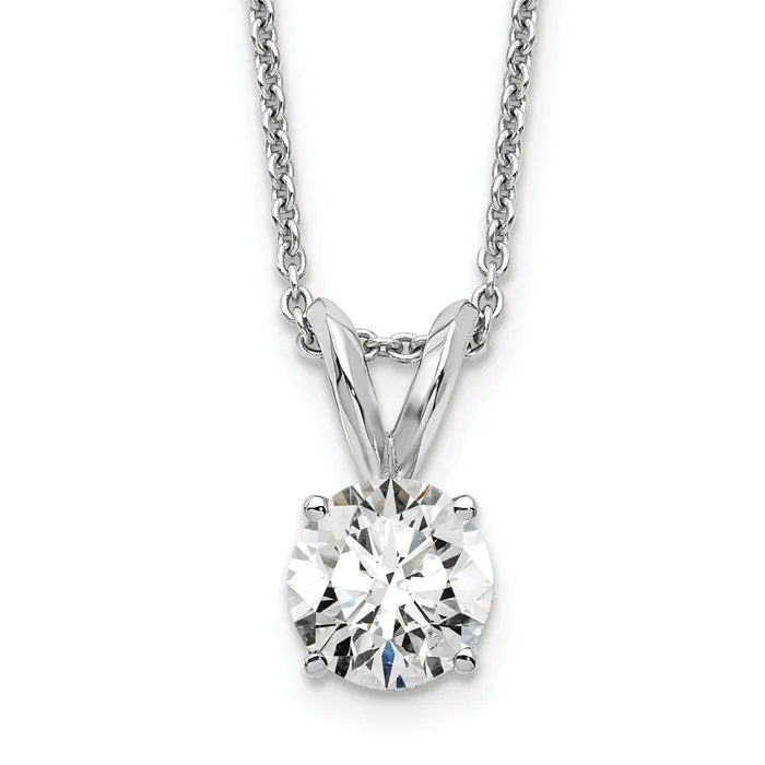 Necklaces Goldia 14k White Gold 12 Ct Lab Grown Diamond VSSI G Round Four Prong 18 inch Solitaire Pendant Necklace Necklaces Goldia 14k White Gold 12 Ct Lab Grown Diamond VSSI G Round Four Prong 18 inch Solitaire Pendant Necklace