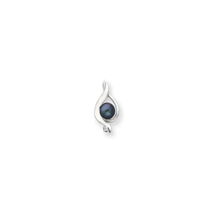 Necklaces Goldia 14k White Gold 55mm Black FW Cultured Pearl VS Real Diamond pendant Necklaces Goldia 14k White Gold 55mm Black FW Cultured Pearl VS Real Diamond pendant