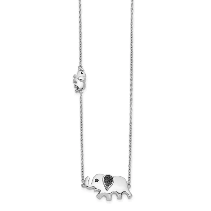 Necklaces Goldia 14k White Gold Black Real Diamond Elephant 18 inch Necklace