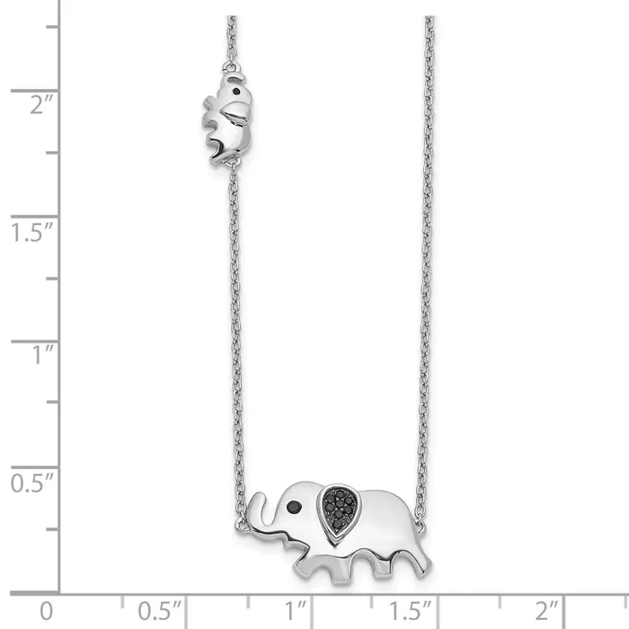 Necklaces Goldia 14k White Gold Black Real Diamond Elephant 18 inch Necklace