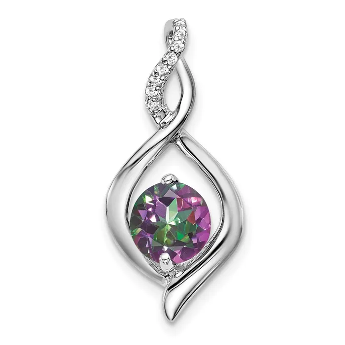 Necklaces Goldia 14k White Gold Mystic Fire Topaz and Real Diamond Pendant