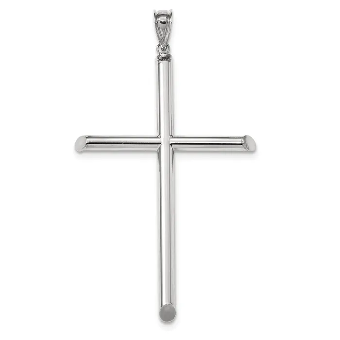 Necklaces Goldia 14k White Gold Polished Tube Cross Pendant