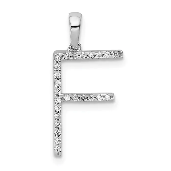 Necklaces Goldia 14K White Gold Real Diamond Letter F Initial Pendant