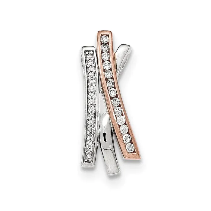 Necklaces Goldia 14K White Gold Real Diamond Rose Rhodium Chain Slide Pendant Necklaces Goldia 14K White Gold Real Diamond Rose Rhodium Chain Slide Pendant