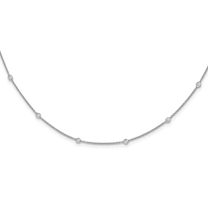 Necklaces Goldia 14k White Gold Real Diamond Station Cable Necklace