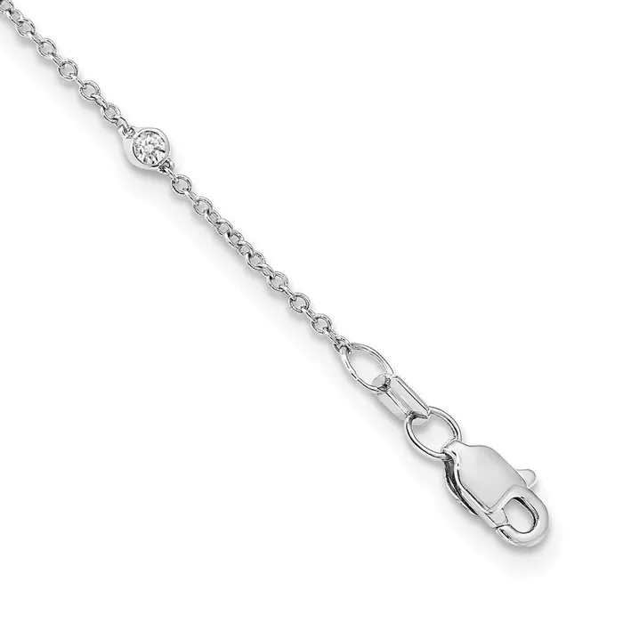 Necklaces Goldia 14k White Gold Real Diamond Station Cable Necklace