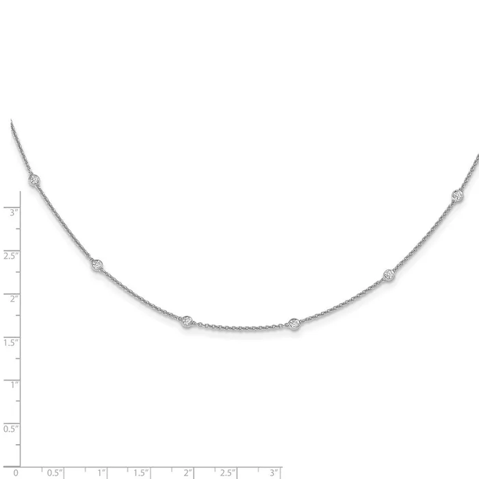 Necklaces Goldia 14k White Gold Real Diamond Station Cable Necklace