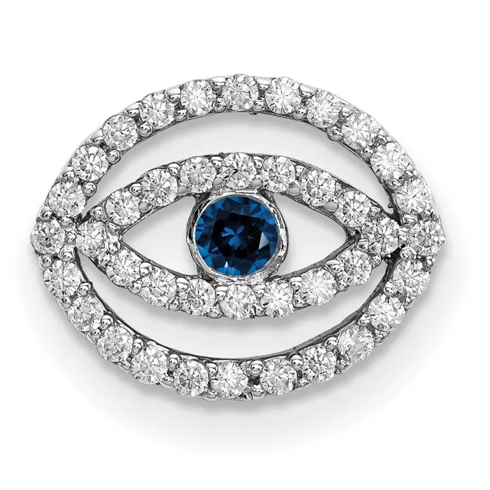Necklaces Goldia 14k White Gold Small Diamond and Sapphire Halo Evil Eye Pendant Necklaces Goldia 14k White Gold Small Diamond and Sapphire Halo Evil Eye Pendant