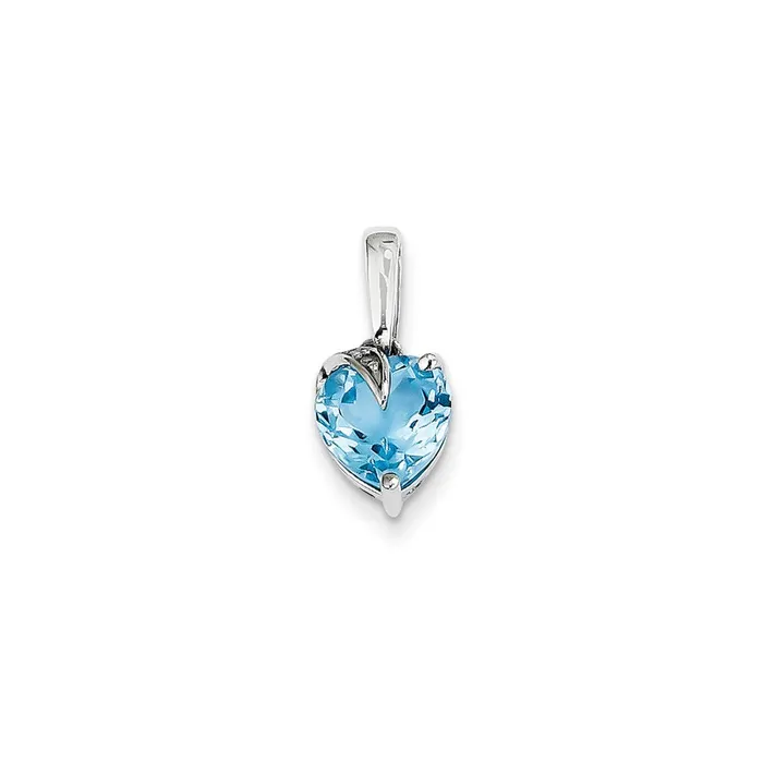 Necklaces Goldia 14K Whtie Gold Blue Topaz u0026 Real Diamond Heart Pendant Necklaces Goldia 14K Whtie Gold Blue Topaz u0026 Real Diamond Heart Pendant