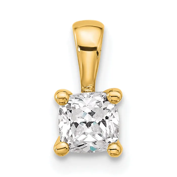 Necklaces Goldia 14k Yellow Gold 12 Ct Certified Lab Grown Diamond VSSI G Cushion Four Prong Pendant Necklaces Goldia 14k Yellow Gold 12 Ct Certified Lab Grown Diamond VSSI G Cushion Four Prong Pendant