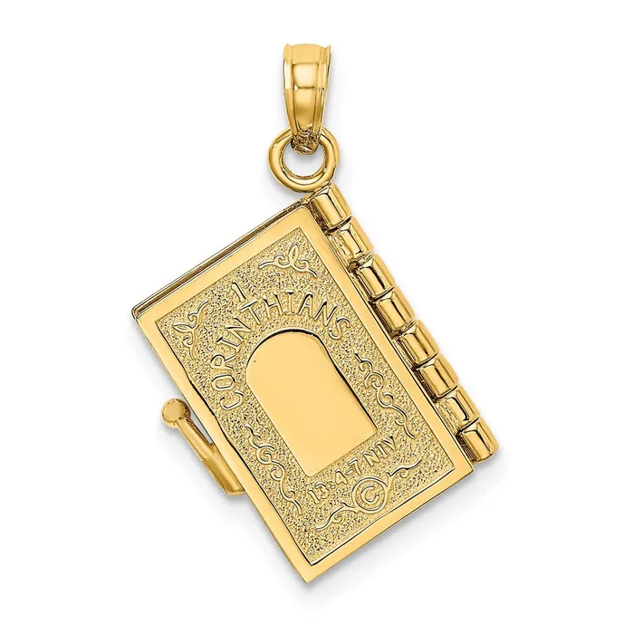 Necklaces Goldia 14k Yellow Gold Enameled 3D Moveable LOVE Flower Book Pendant