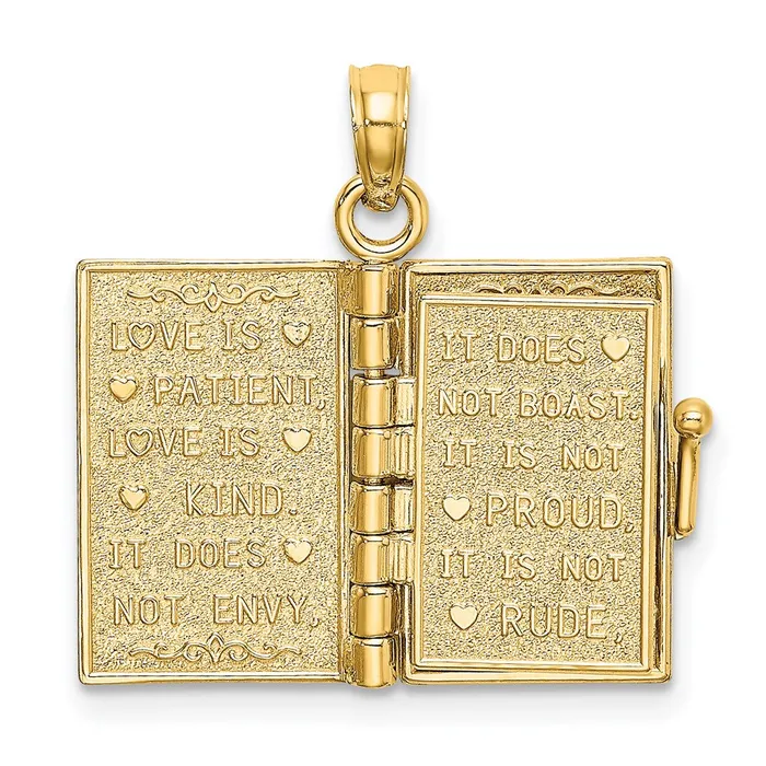 Necklaces Goldia 14k Yellow Gold Enameled 3D Moveable LOVE Flower Book Pendant