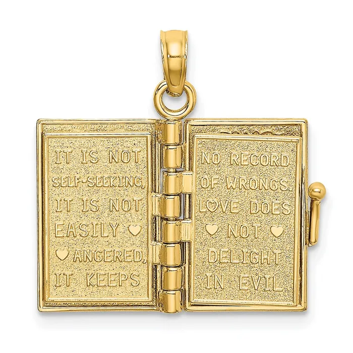 Necklaces Goldia 14k Yellow Gold Enameled 3D Moveable LOVE Flower Book Pendant
