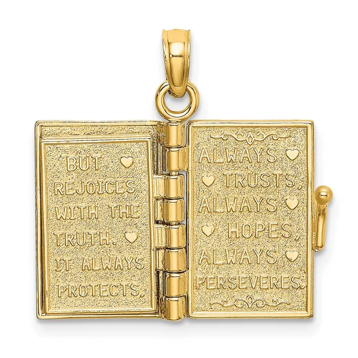 Necklaces Goldia 14k Yellow Gold Enameled 3D Moveable LOVE Flower Book Pendant