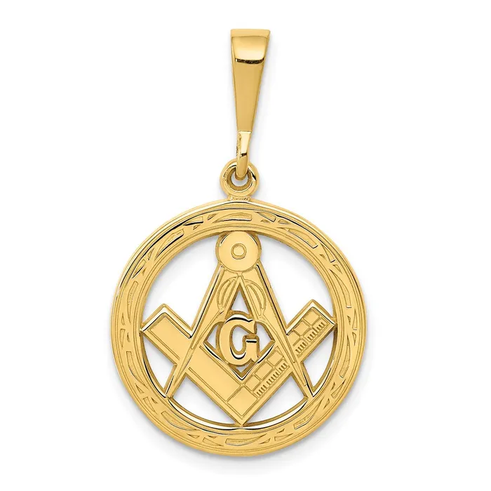 Necklaces Goldia 14k Yellow Gold Polished and Textured Masonic Symbol Pendant Necklaces Goldia 14k Yellow Gold Polished and Textured Masonic Symbol Pendant