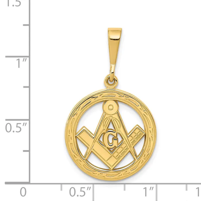Necklaces Goldia 14k Yellow Gold Polished and Textured Masonic Symbol Pendant