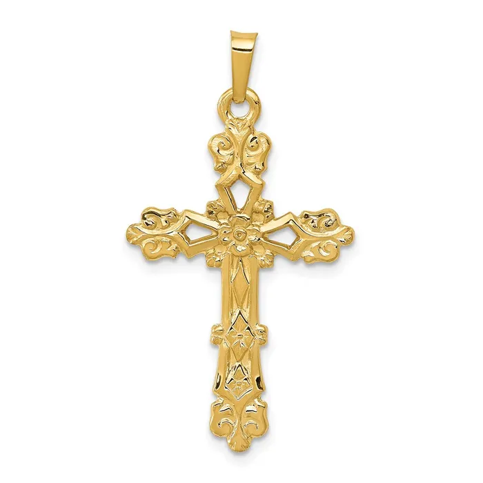 Necklaces Goldia 14k Yellow Gold Polished Budded Cross Pendant