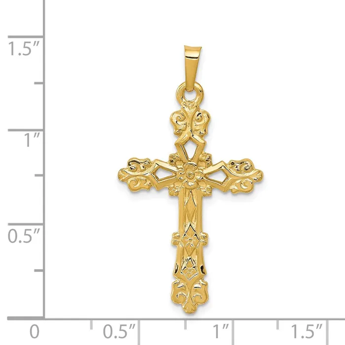 Necklaces Goldia 14k Yellow Gold Polished Budded Cross Pendant