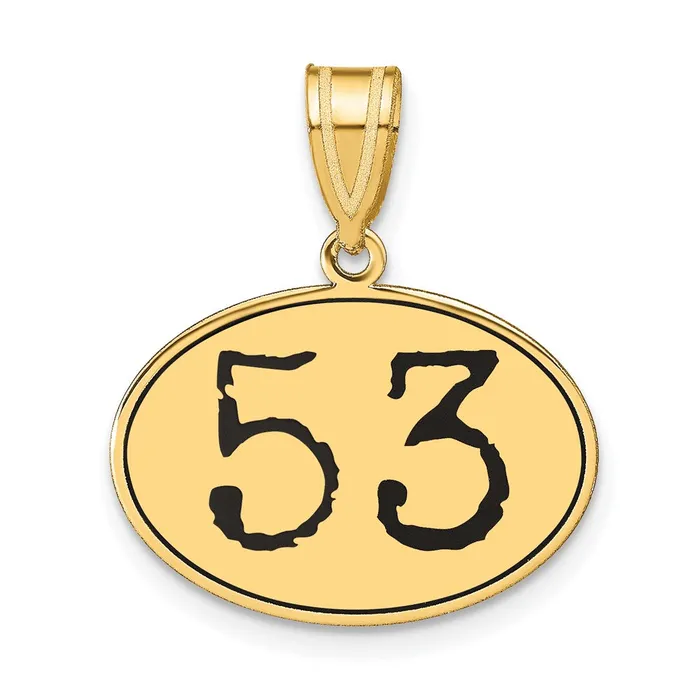 Necklaces Goldia 14k Yellow Gold Polished Number 53 Black Enamel Oval Pendant Necklaces Goldia 14k Yellow Gold Polished Number 53 Black Enamel Oval Pendant