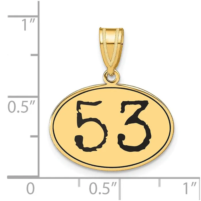 Necklaces Goldia 14k Yellow Gold Polished Number 53 Black Enamel Oval Pendant