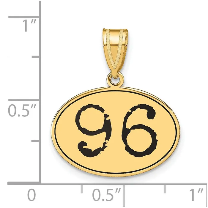 Necklaces Goldia 14k Yellow Gold Polished Number 96 Black Enamel Oval Pendant