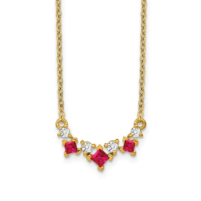 Necklaces Goldia 14K Yellow Gold Ruby and Real Diamond 18 inch Necklace