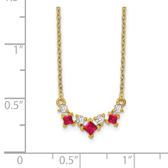 Necklaces Goldia 14K Yellow Gold Ruby and Real Diamond 18 inch Necklace