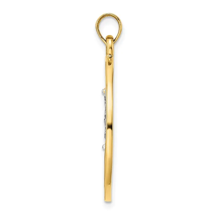 Necklaces Goldia 14k Yellow Rhodium Gold With White and Rose Rhodium DC Clovers Circle Pendant