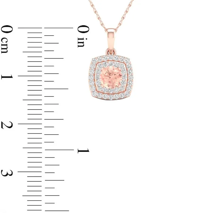 Necklaces Goldia 50mm Morganite and 02 CT TW Natural Diamond Double Cushion Frame Pendant in 10K Rose Gold Necklaces Goldia 50mm Morganite and 02 CT TW Natural Diamond Double Cushion Frame Pendant in 10K Rose Gold