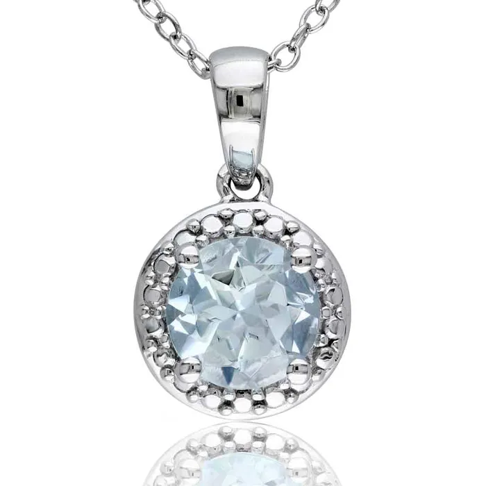 Necklaces Goldia 70mm Aquamarine Pendant in Sterling Silver