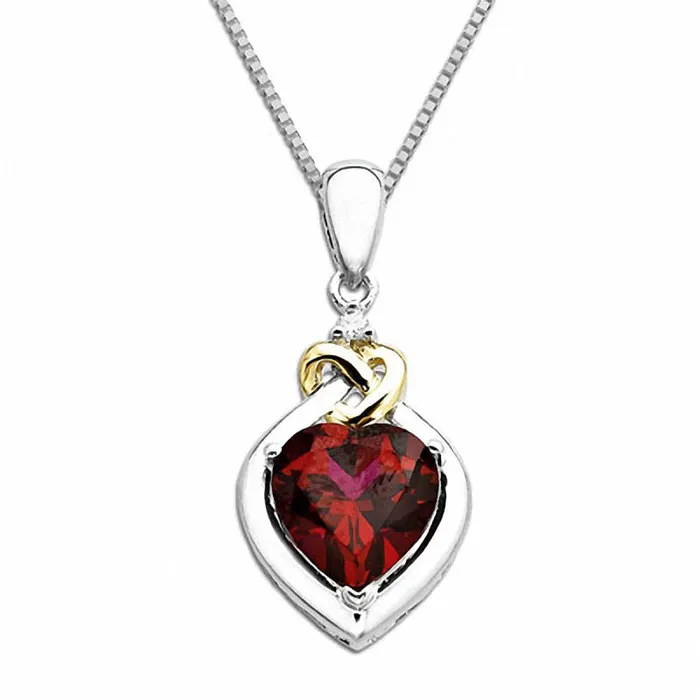 Necklaces Goldia 80mm HeartShaped LabCreated Ruby and Diamond Accent Love Knot Pendant in Sterling Silver and 14K Gold Necklaces Goldia 80mm HeartShaped LabCreated Ruby and Diamond Accent Love Knot Pendant in Sterling Silver and 14K Gold