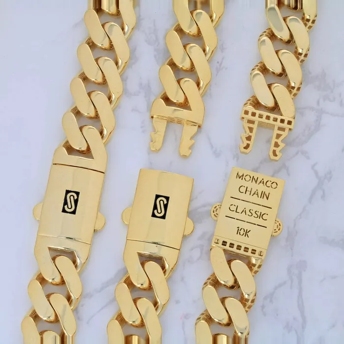 Necklaces Goldiacom 10k Yellow Gold Royal Monaco Miami Cuban Link Curb 20mm Mens Chain Necklace 30