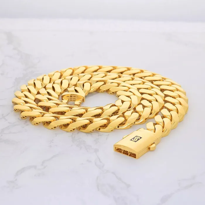 Necklaces Goldiacom 10k Yellow Gold Royal Monaco Miami Cuban Link Curb 20mm Mens Chain Necklace 30