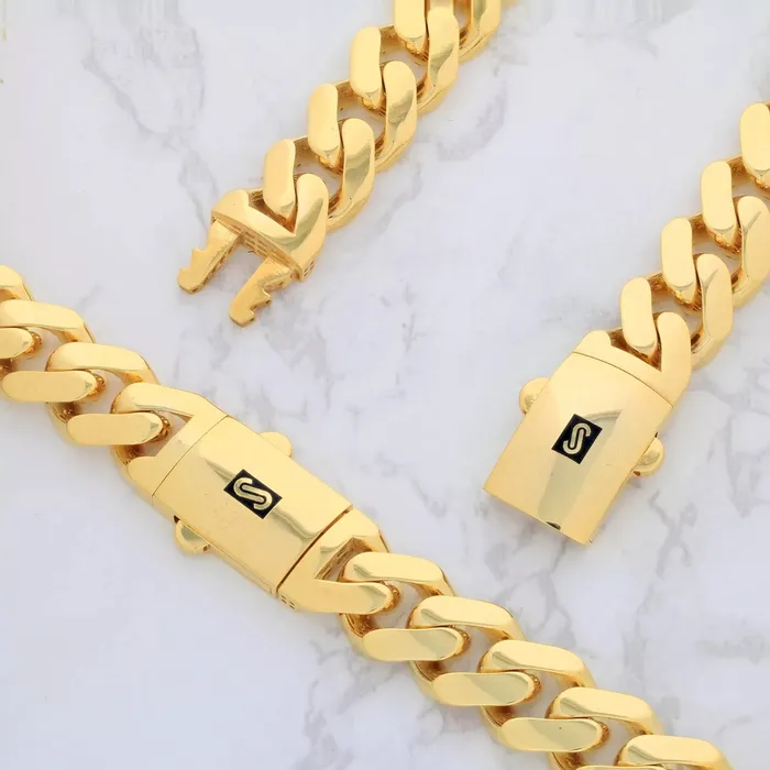 Necklaces Goldiacom 10k Yellow Gold Royal Monaco Miami Cuban Link Curb 20mm Mens Chain Necklace 30