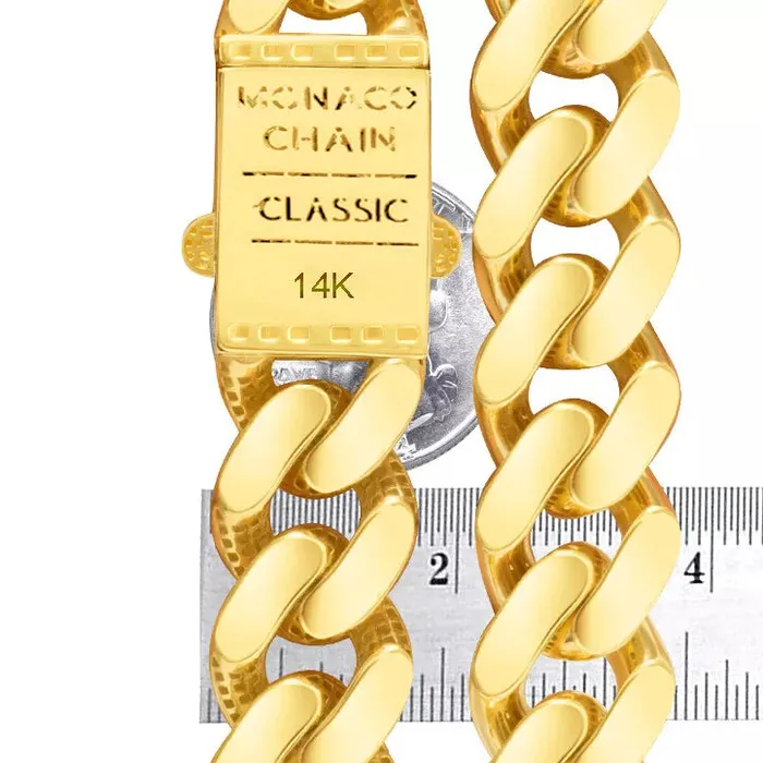Necklaces Goldiacom 10k Yellow Gold Royal Monaco Miami Cuban Link Curb 20mm Mens Chain Necklace 30