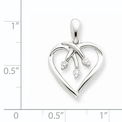 Necklaces Goldiacom 14k White Gold Three Stone Diamond Heart Pendant