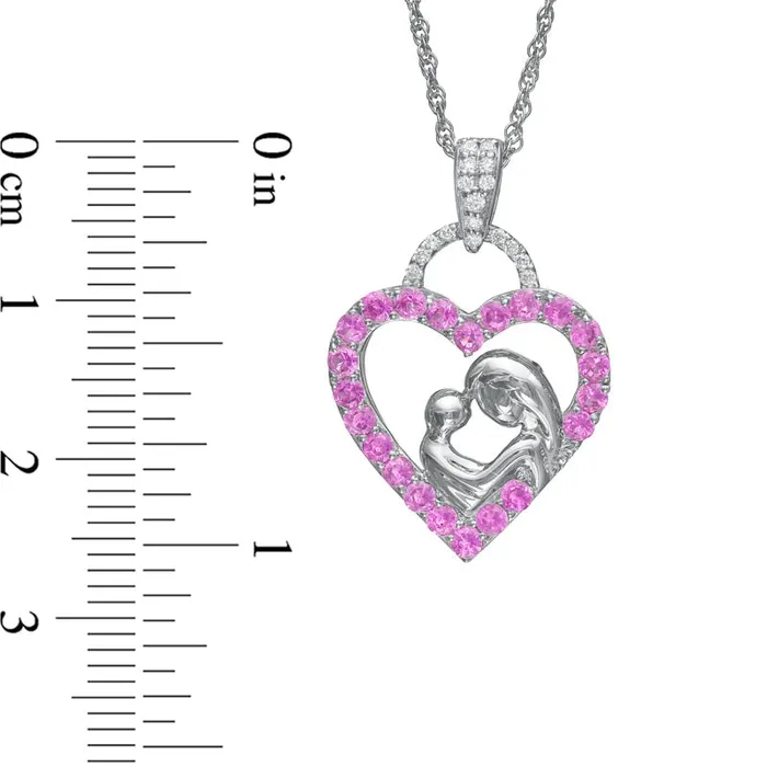 Necklaces Goldia LabCreated Pink and White Sapphire Motherly Love Heart Pendant in Sterling Silver Necklaces Goldia LabCreated Pink and White Sapphire Motherly Love Heart Pendant in Sterling Silver