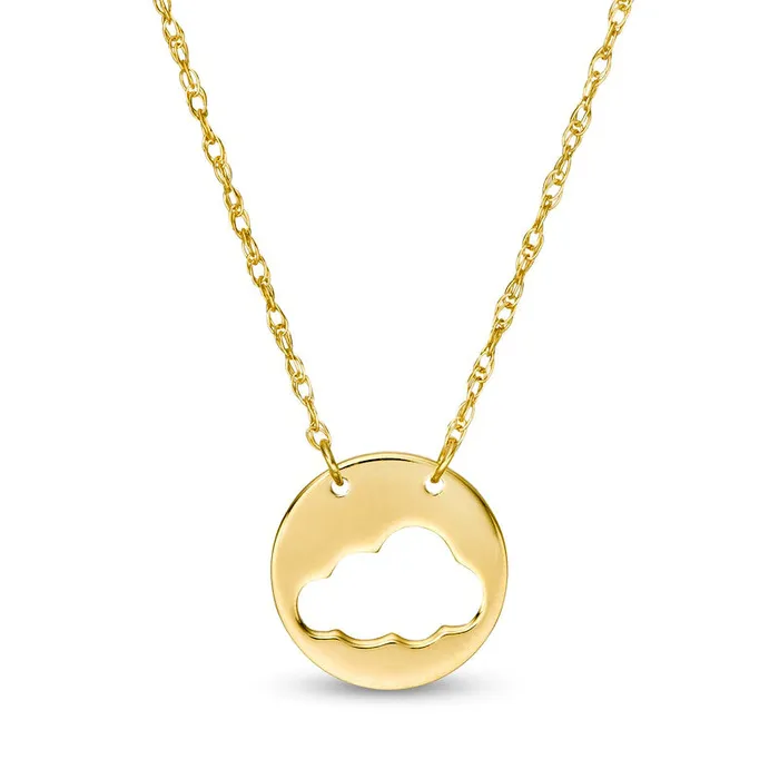 Necklaces Goldia Mini CutOut Cloud Disc Necklace in 14K Gold