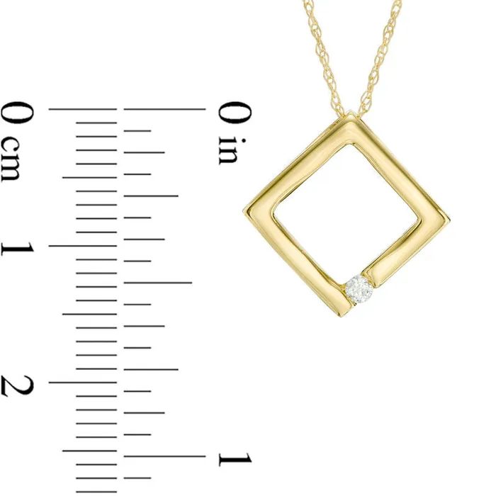 Necklaces Goldia Natural Clarity Enhanced Accent Solitaire Tilted Square Pendant in 10K Yellow Gold Necklaces Goldia Natural Clarity Enhanced Accent Solitaire Tilted Square Pendant in 10K Yellow Gold