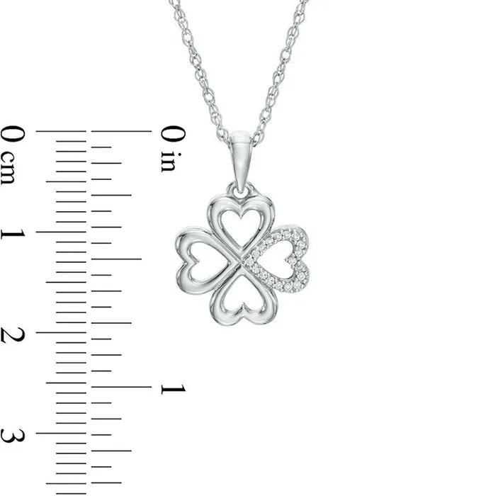 Necklaces Goldia Natural Diamond Accent HeartShaped Four Leaf Clover Pendant in Sterling Silver Necklaces Goldia Natural Diamond Accent HeartShaped Four Leaf Clover Pendant in Sterling Silver