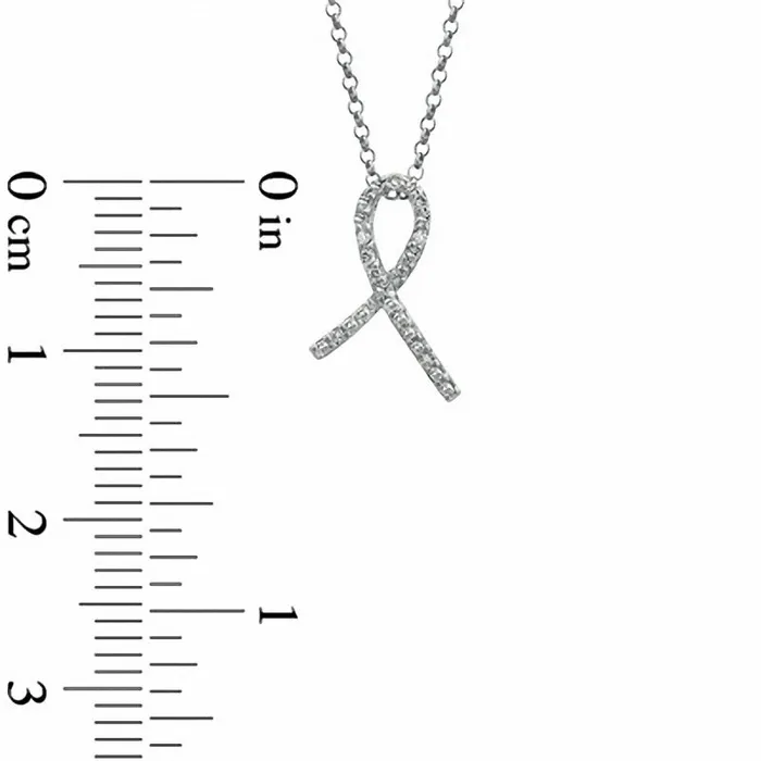 Necklaces Goldia Natural Diamond Accent Ribbon Pendant in Sterling Silver Necklaces Goldia Natural Diamond Accent Ribbon Pendant in Sterling Silver
