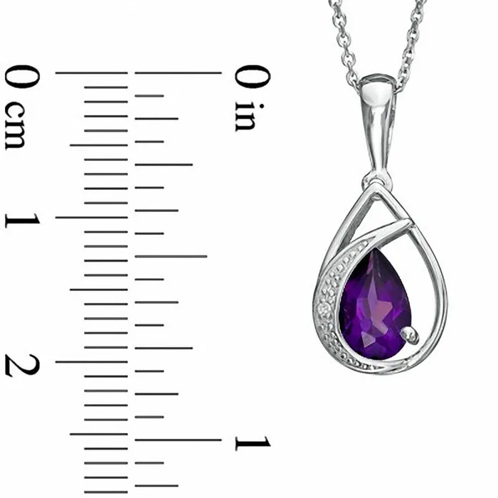 Necklaces Goldia PearShaped Amethyst and Natural Diamond Accent Teardrop Pendant in Sterling Silver Necklaces Goldia PearShaped Amethyst and Natural Diamond Accent Teardrop Pendant in Sterling Silver