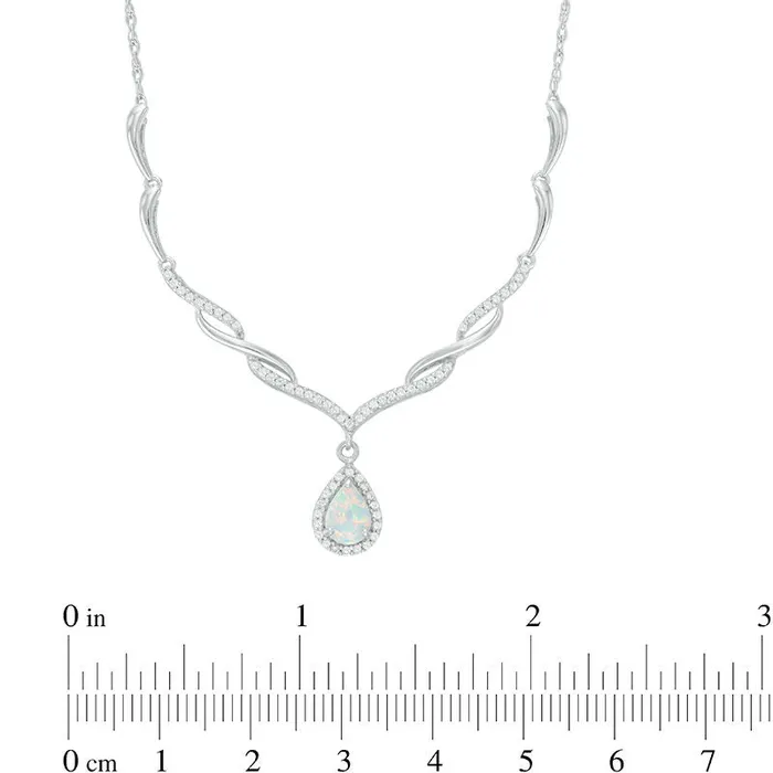 Necklaces Goldia PearShaped LabCreated Opal and White Sapphire Chevron with Drop Necklace in Sterling Silver Necklaces Goldia PearShaped LabCreated Opal and White Sapphire Chevron with Drop Necklace in Sterling Silver