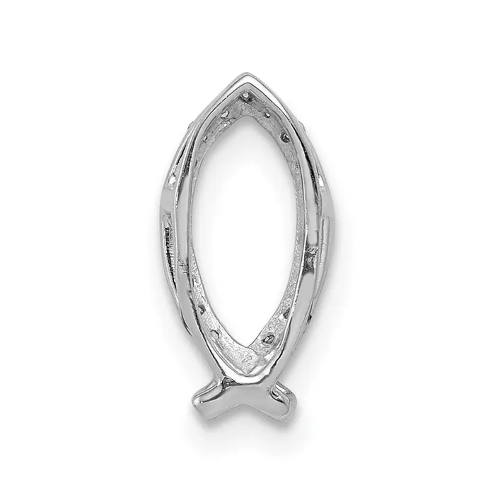 Necklaces Goldia Solid 14k White Gold 115ct Simulated CZ Ichthus Chain Slide Necklaces Goldia Solid 14k White Gold 115ct Simulated CZ Ichthus Chain Slide
