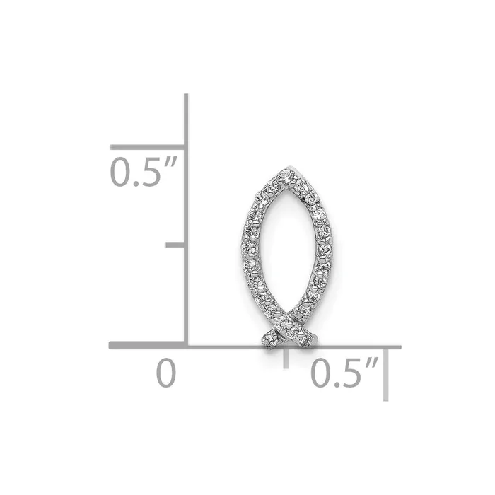 Necklaces Goldia Solid 14k White Gold 115ct Simulated CZ Ichthus Chain Slide Necklaces Goldia Solid 14k White Gold 115ct Simulated CZ Ichthus Chain Slide