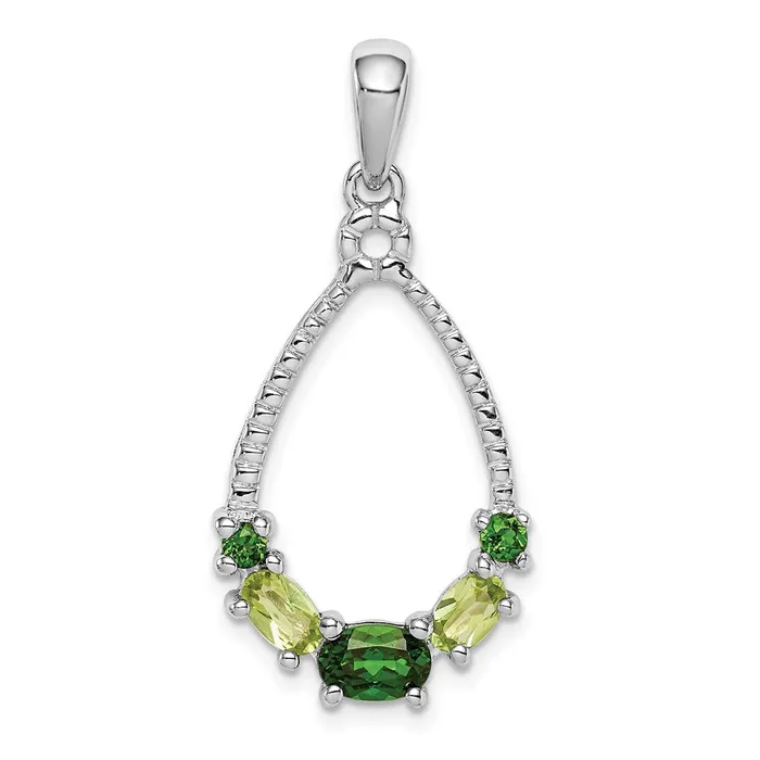 Necklaces Goldia Sterling Silver Rhodium Plated Chrome Diopside and Peridot Pendant Necklaces Goldia Sterling Silver Rhodium Plated Chrome Diopside and Peridot Pendant